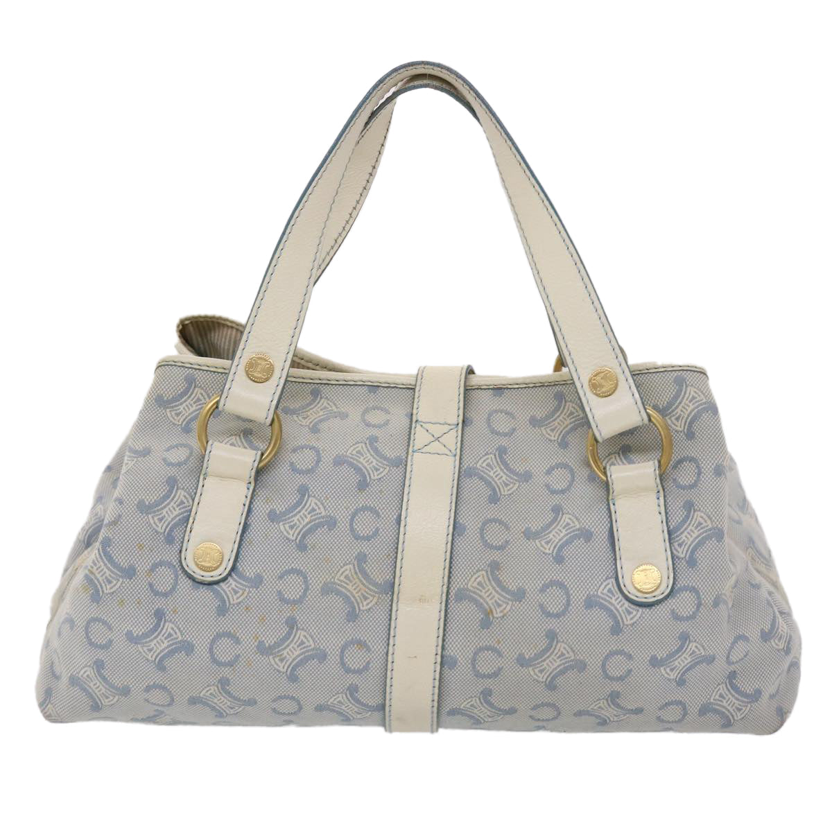 Luxury CELINE Paris Macadam Shoulder Bag Canvas Blue Whe  6303