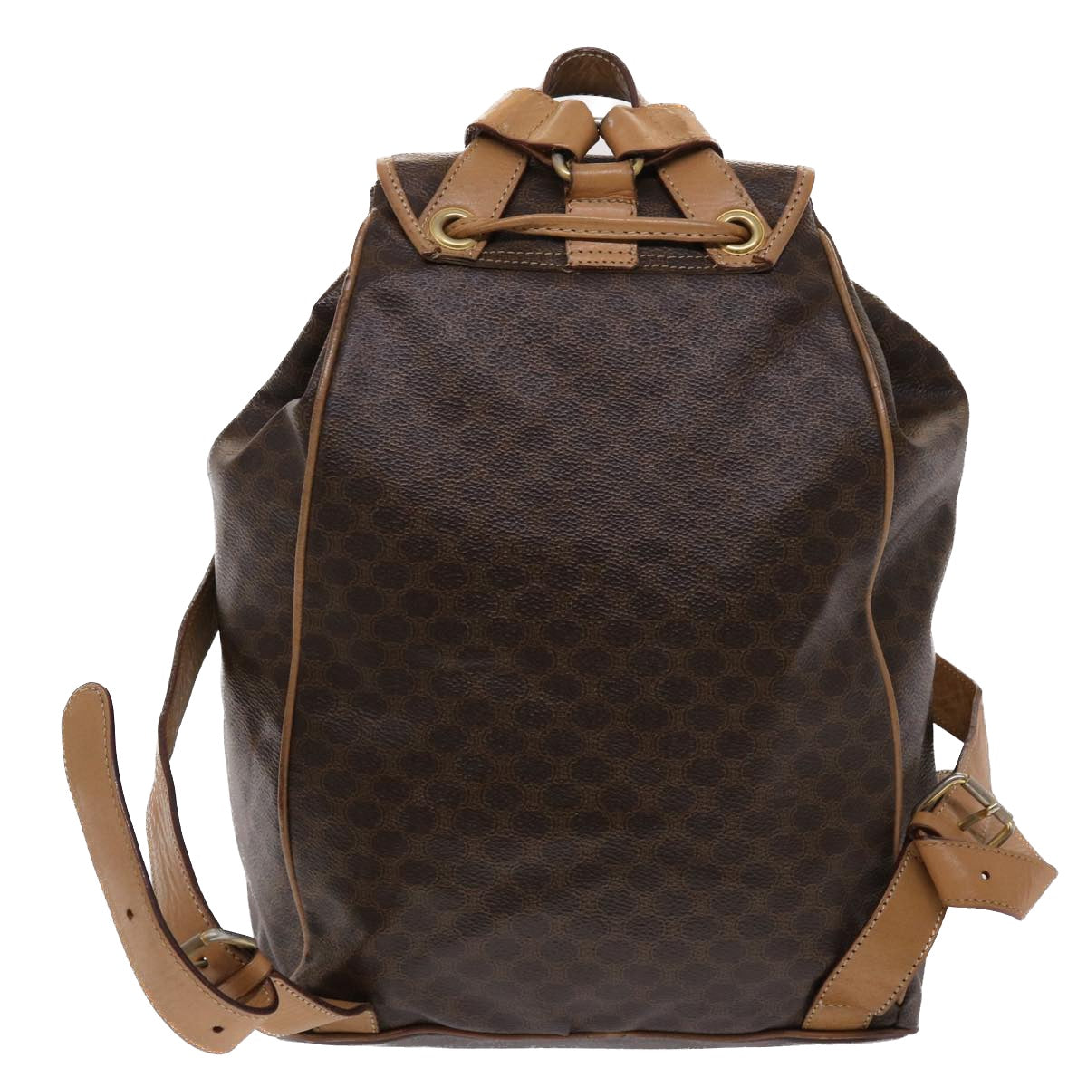 Luxury CELINE Macadam Canvas Backpack PVC Leather Brown  6391