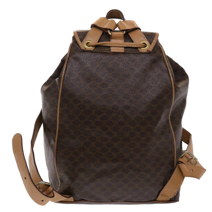 Luxury CELINE Macadam Canvas Backpack PVC Leather Brown  6391