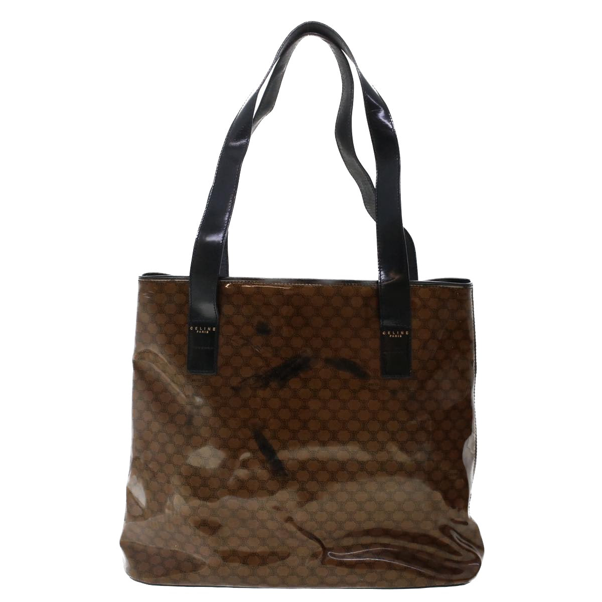 Luxury CELINE Macadam Canvas Pouch Shoulder Bag Enamel 3Set Black Brown  6451