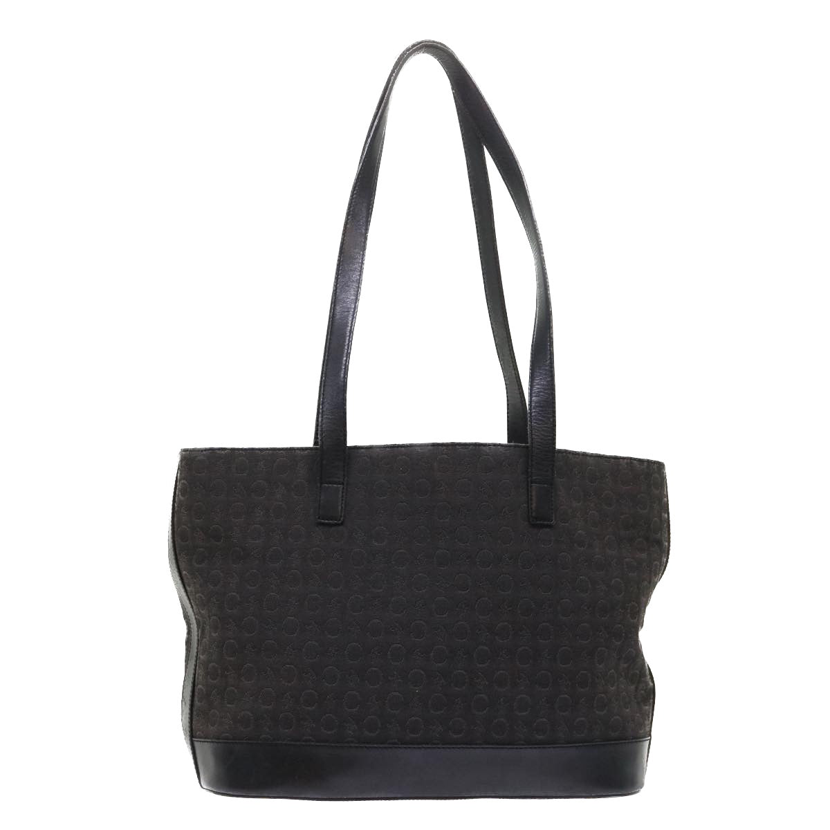 Luxury CELINE C Macadam Canvas Tote Bag Leather Black  6508