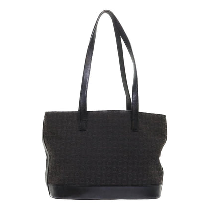 Luxury CELINE C Macadam Canvas Tote Bag Leather Black  6508