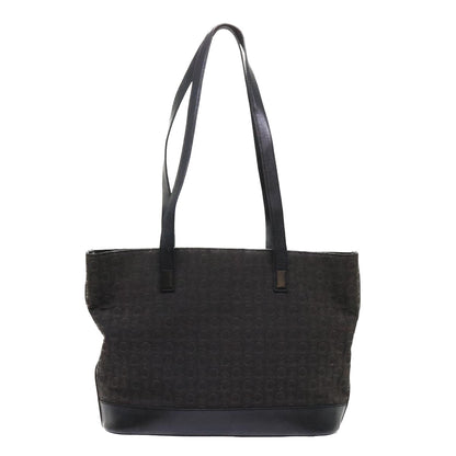 Luxury CELINE C Macadam Canvas Tote Bag Leather Black  6508