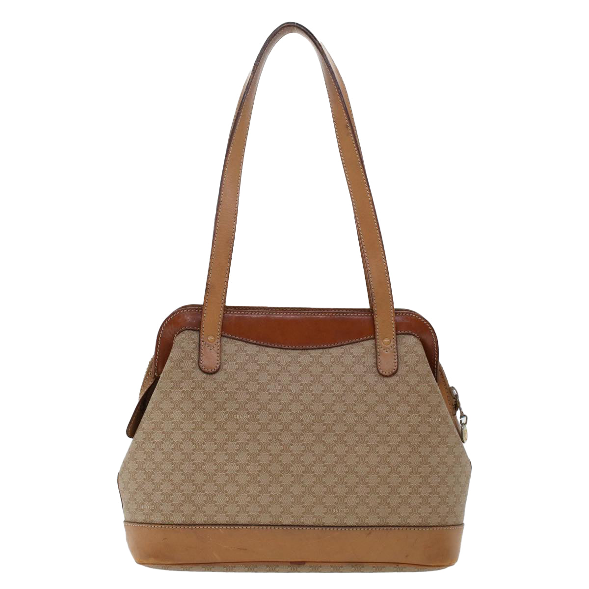 Luxury CELINE Macadam Canvas Pouch Shoulder Bag 2Set Beige  6571
