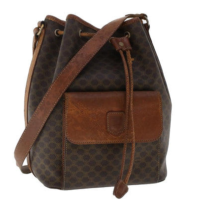 Luxury CELINE Macadam Canvas Shoulder Bag PVC Leather Brown  6871