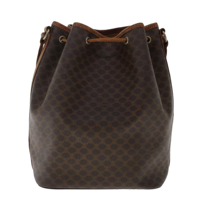Luxury CELINE Macadam Canvas Shoulder Bag PVC Leather Brown  6871