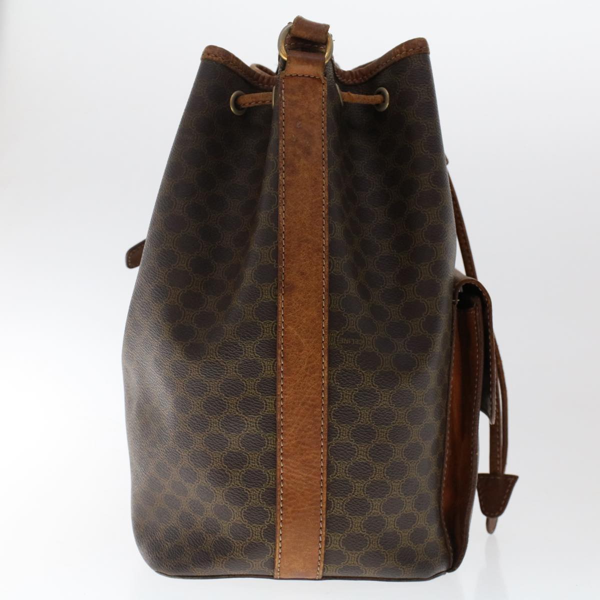 Luxury CELINE Macadam Canvas Shoulder Bag PVC Leather Brown  6871