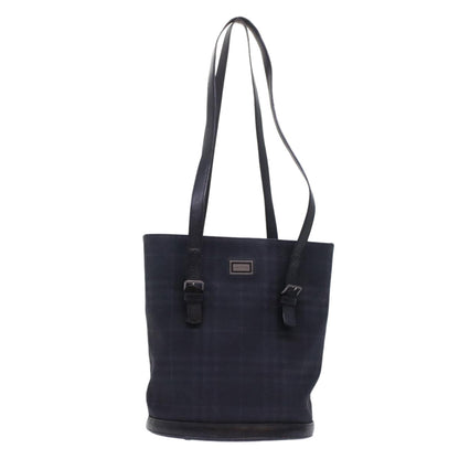 Luxury Burberry Nova Check Shoulder Bag Nylon Leather Black Auth bs6954