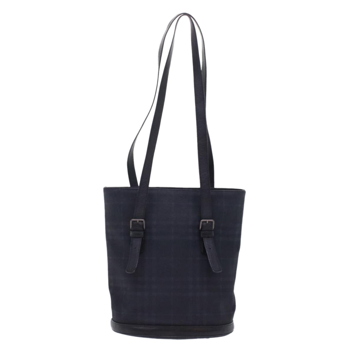 Luxury Burberry Nova Check Shoulder Bag Nylon Leather Black Auth bs6954