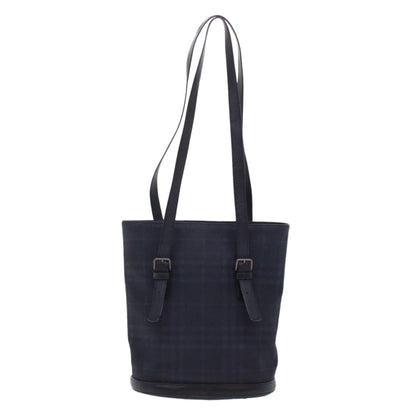Luxury Burberry Nova Check Shoulder Bag Nylon Leather Black Auth bs6954