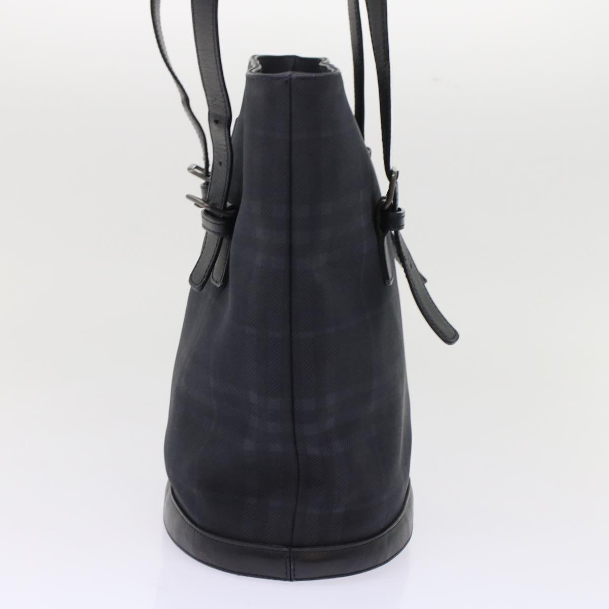 Luxury Burberry Nova Check Shoulder Bag Nylon Leather Black Auth bs6954