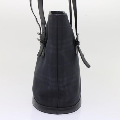 Luxury Burberry Nova Check Shoulder Bag Nylon Leather Black Auth bs6954