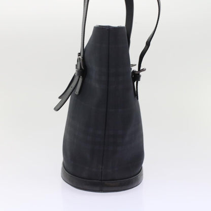 Luxury Burberry Nova Check Shoulder Bag Nylon Leather Black Auth bs6954