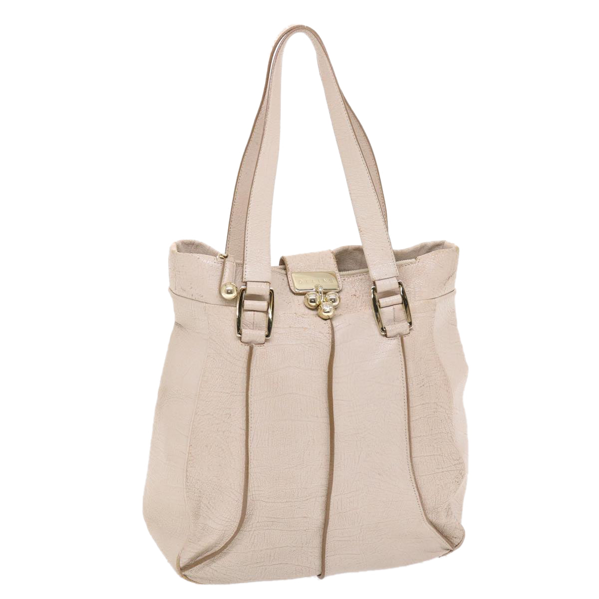 Luxury CELINE Shoulder Bag Leather Beige  6966