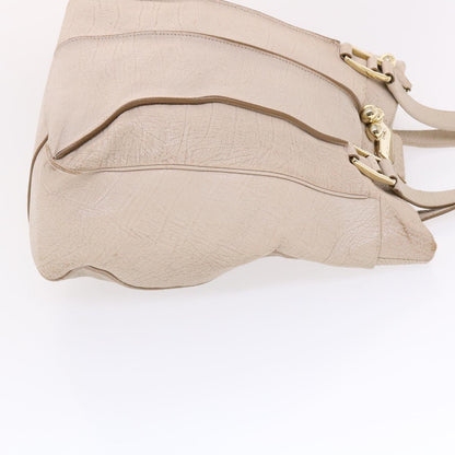 Luxury CELINE Shoulder Bag Leather Beige  6966