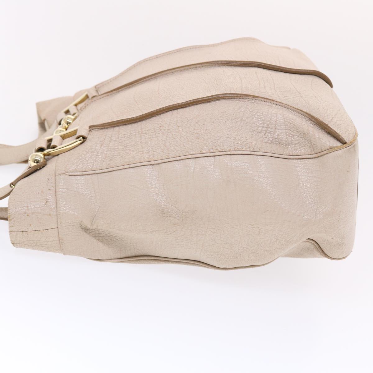 Luxury CELINE Shoulder Bag Leather Beige  6966