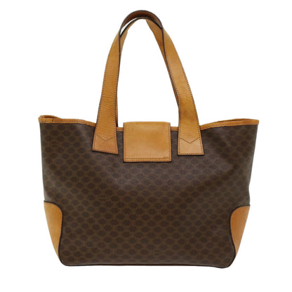 Luxury CELINE Macadam Canvas Shoulder Bag PVC Leather Brown  7113