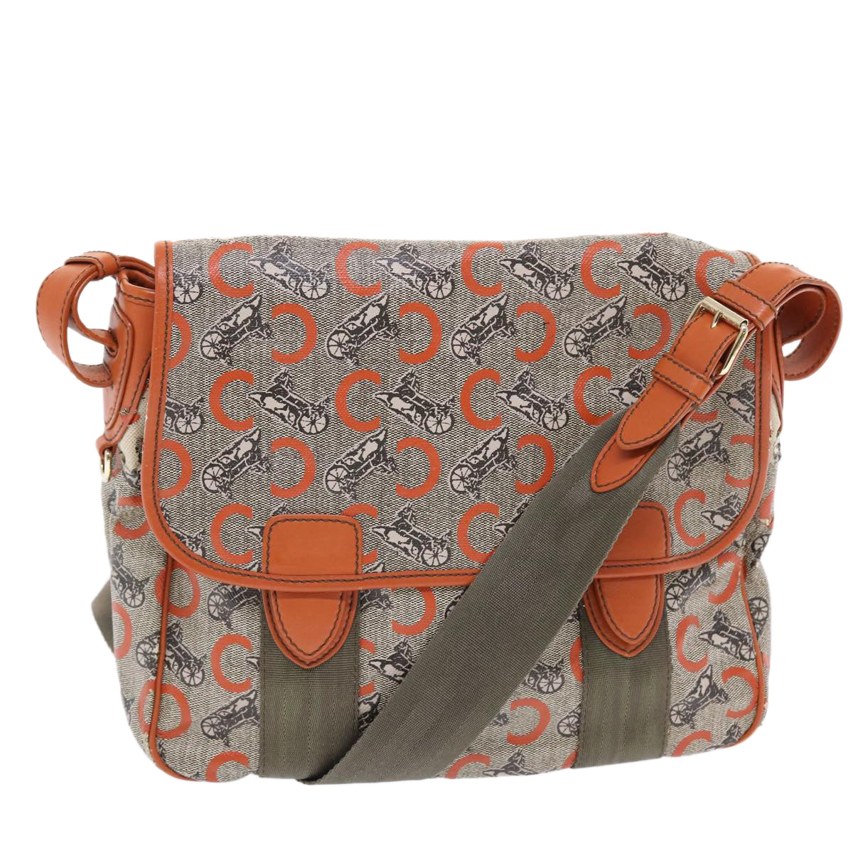 Luxury CELINE C Macadam Canvas Shoulder Bag Gray  7140