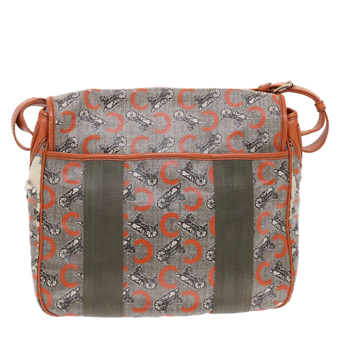 Luxury CELINE C Macadam Canvas Shoulder Bag Gray  7140