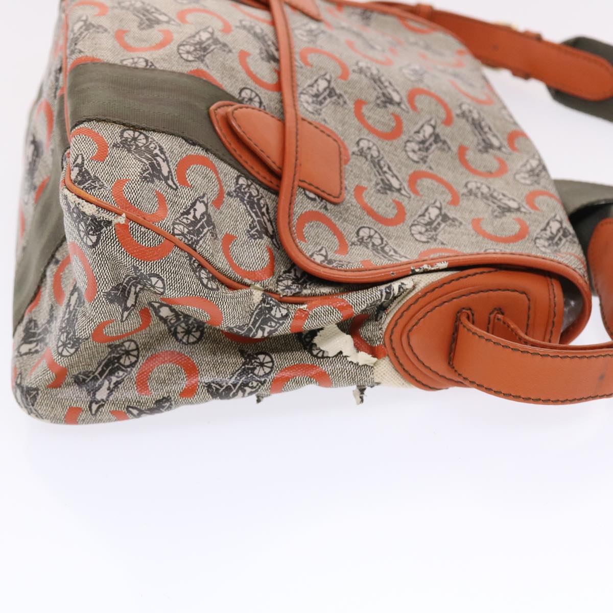 Luxury CELINE C Macadam Canvas Shoulder Bag Gray  7140