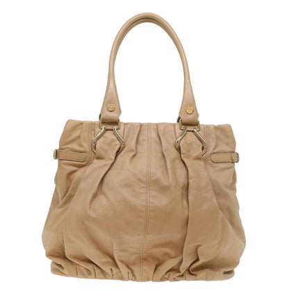 Luxury CELINE Shoulder Bag Leather Beige  7176
