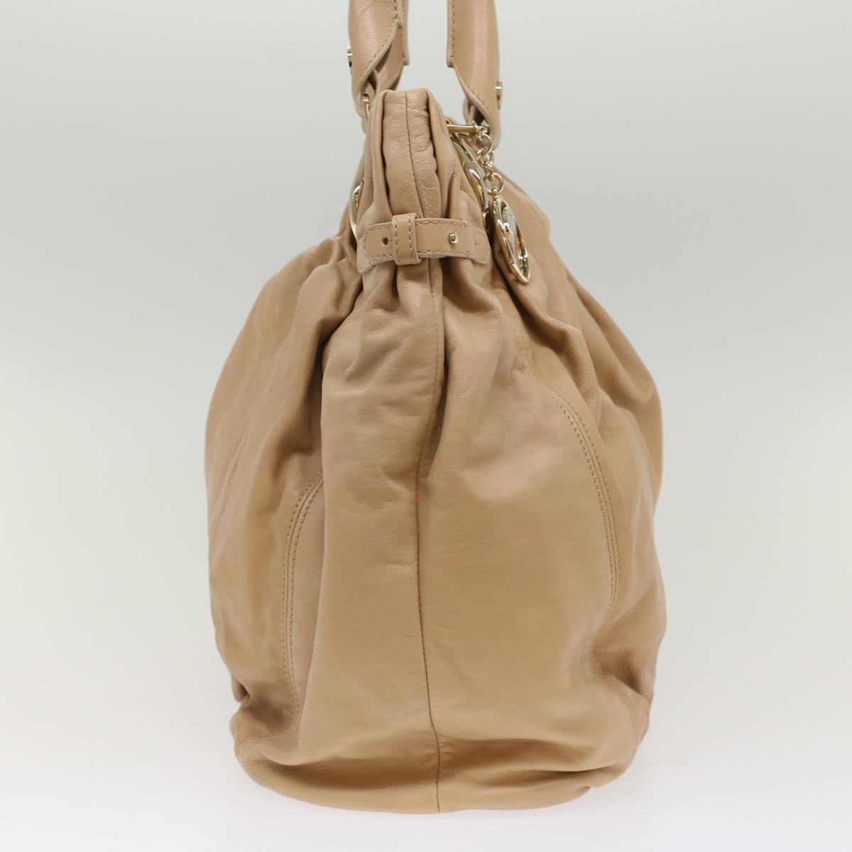 Luxury CELINE Shoulder Bag Leather Beige  7176