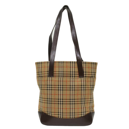 Luxury Burberry Nova Check Hand Bag Nylon Beige Auth bs7211