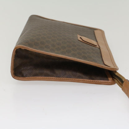 Luxury CELINE Macadam Canvas Clutch Bag PVC Leather Beige Brown  7212