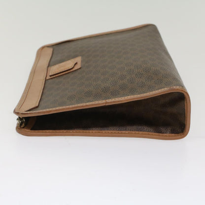 Luxury CELINE Macadam Canvas Clutch Bag PVC Leather Beige Brown  7212