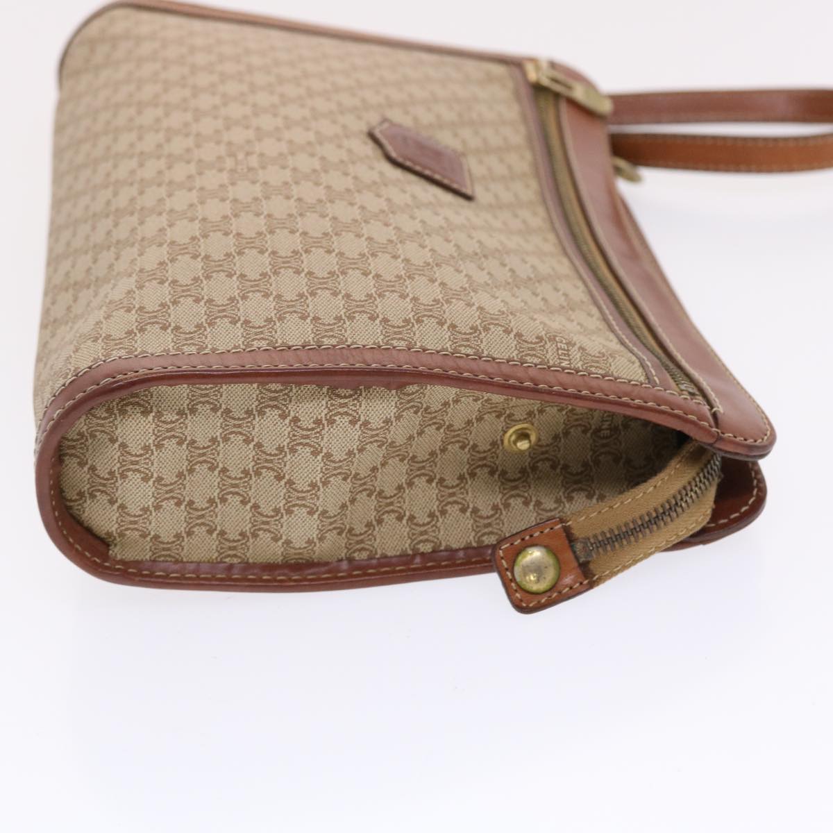 Luxury CELINE Macadam Canvas Clutch Bag PVC Leather Beige Brown  7213