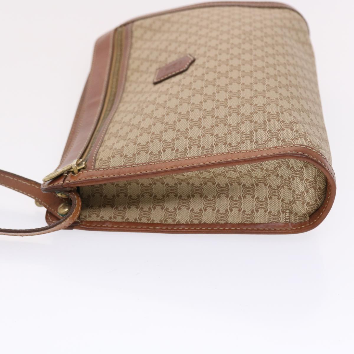 Luxury CELINE Macadam Canvas Clutch Bag PVC Leather Beige Brown  7213