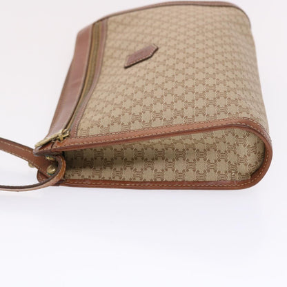 Luxury CELINE Macadam Canvas Clutch Bag PVC Leather Beige Brown  7213