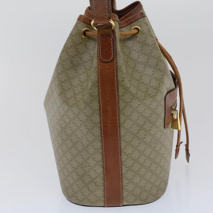 Luxury CELINE Macadam Canvas Shoulder Bag PVC Leather Beige Brown  7489