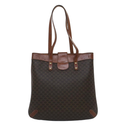 Luxury CELINE Macadam Canvas Shoulder Bag PVC Leather Brown  7491