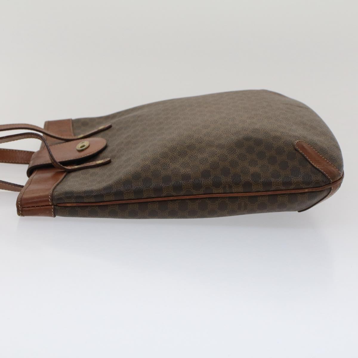 Luxury CELINE Macadam Canvas Shoulder Bag PVC Leather Brown  7491