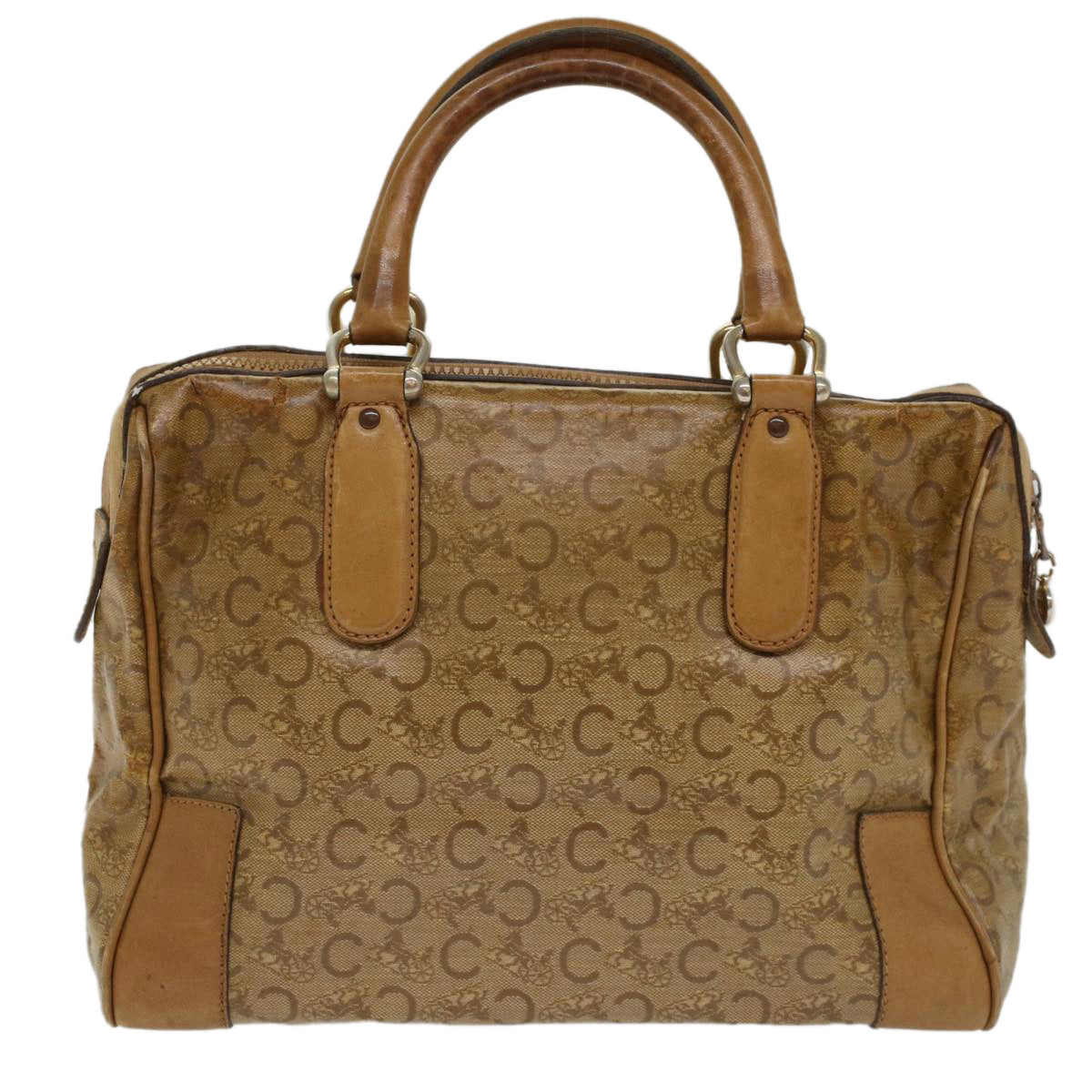 Luxury CELINE C Macadam Canvas Boston Bag Beige  7533
