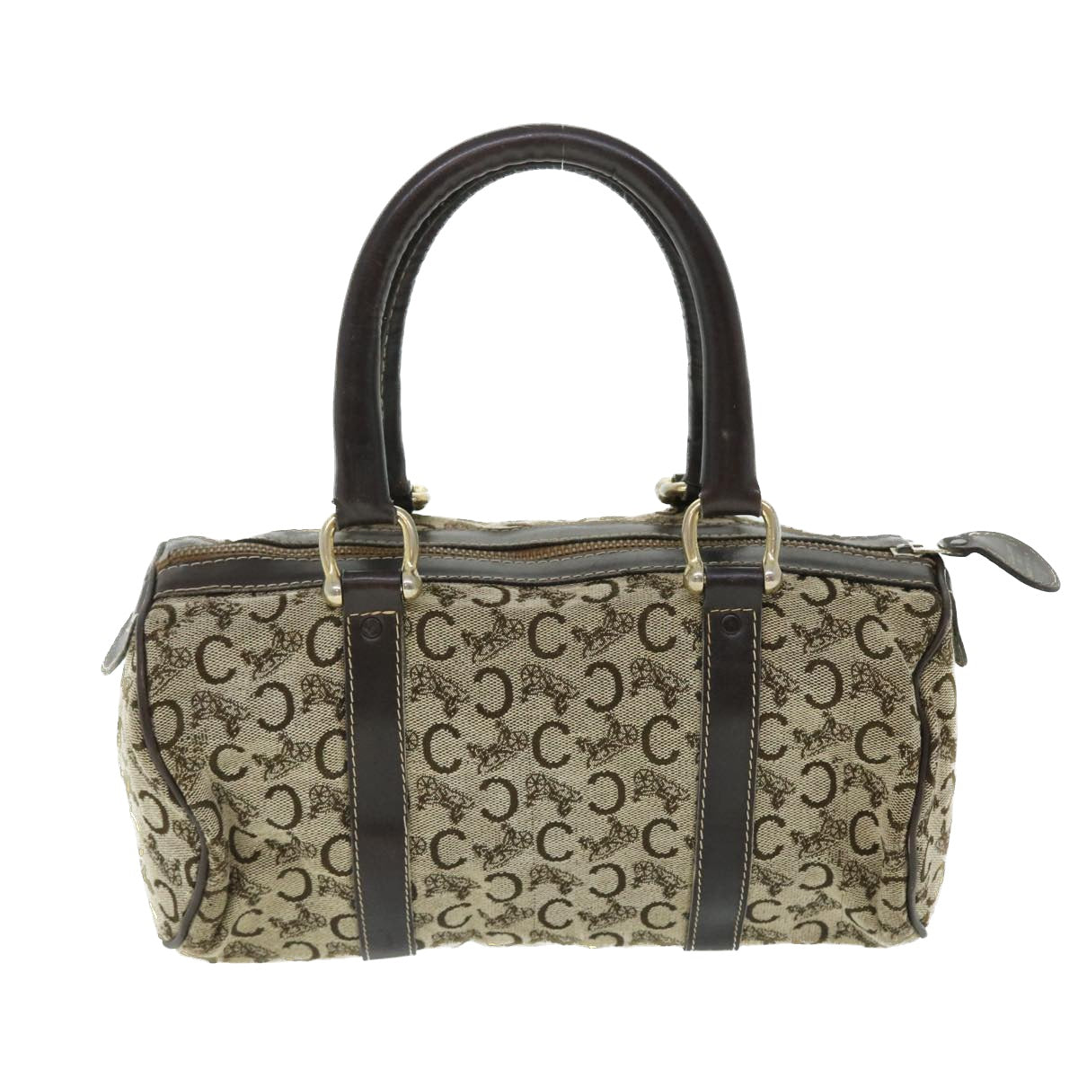 Luxury CELINE C Macadam Canvas Boston Bag Brown  7600