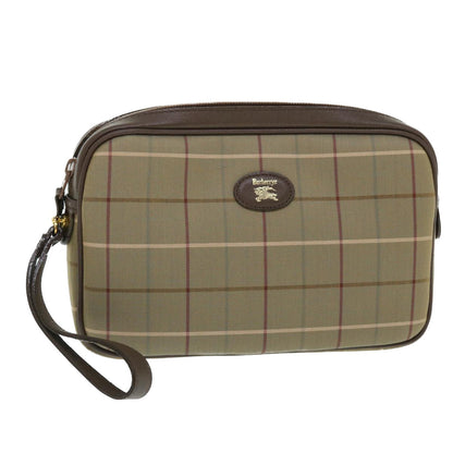 Luxury BurberrySs Nova Check Clutch Bag Canvas Leather Brown Auth bs7645