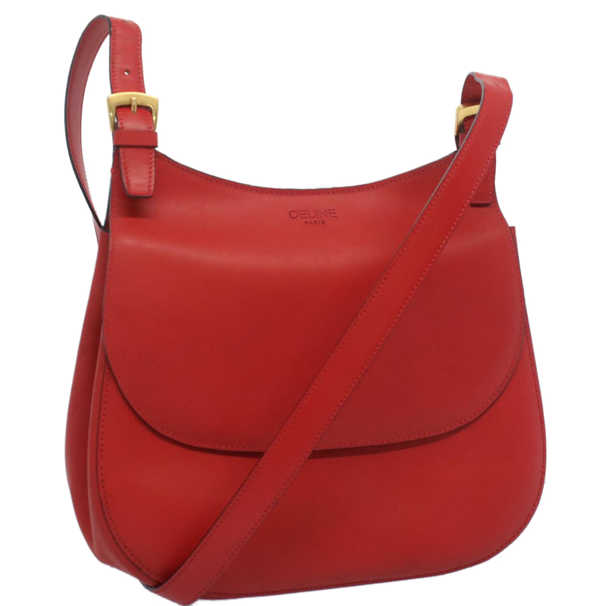 Luxury CELINE Shoulder Bag Leather Red  7778