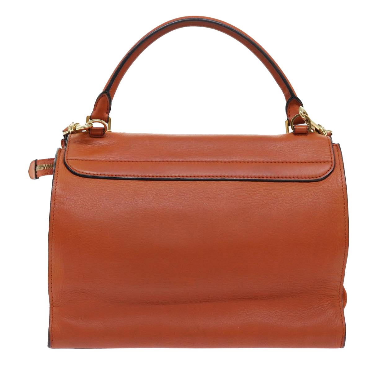 Luxury CELINE Shoulder Bag Leather 2way Orange  7869