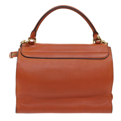 Luxury CELINE Shoulder Bag Leather 2way Orange  7869