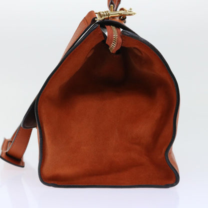 Luxury CELINE Shoulder Bag Leather 2way Orange  7869