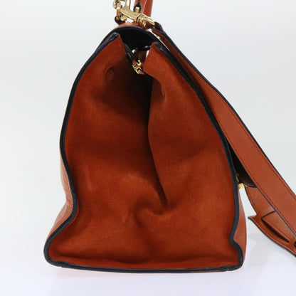 Luxury CELINE Shoulder Bag Leather 2way Orange  7869