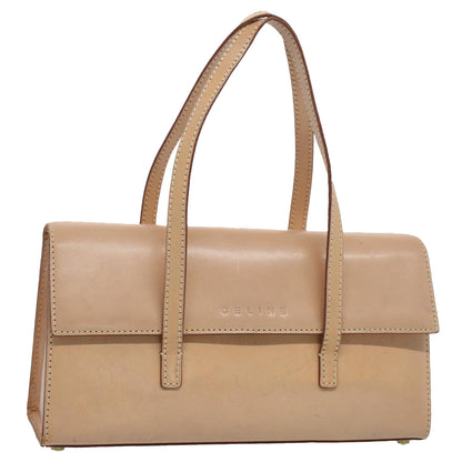 Luxury CELINE Shoulder Bag Leather Beige  7986