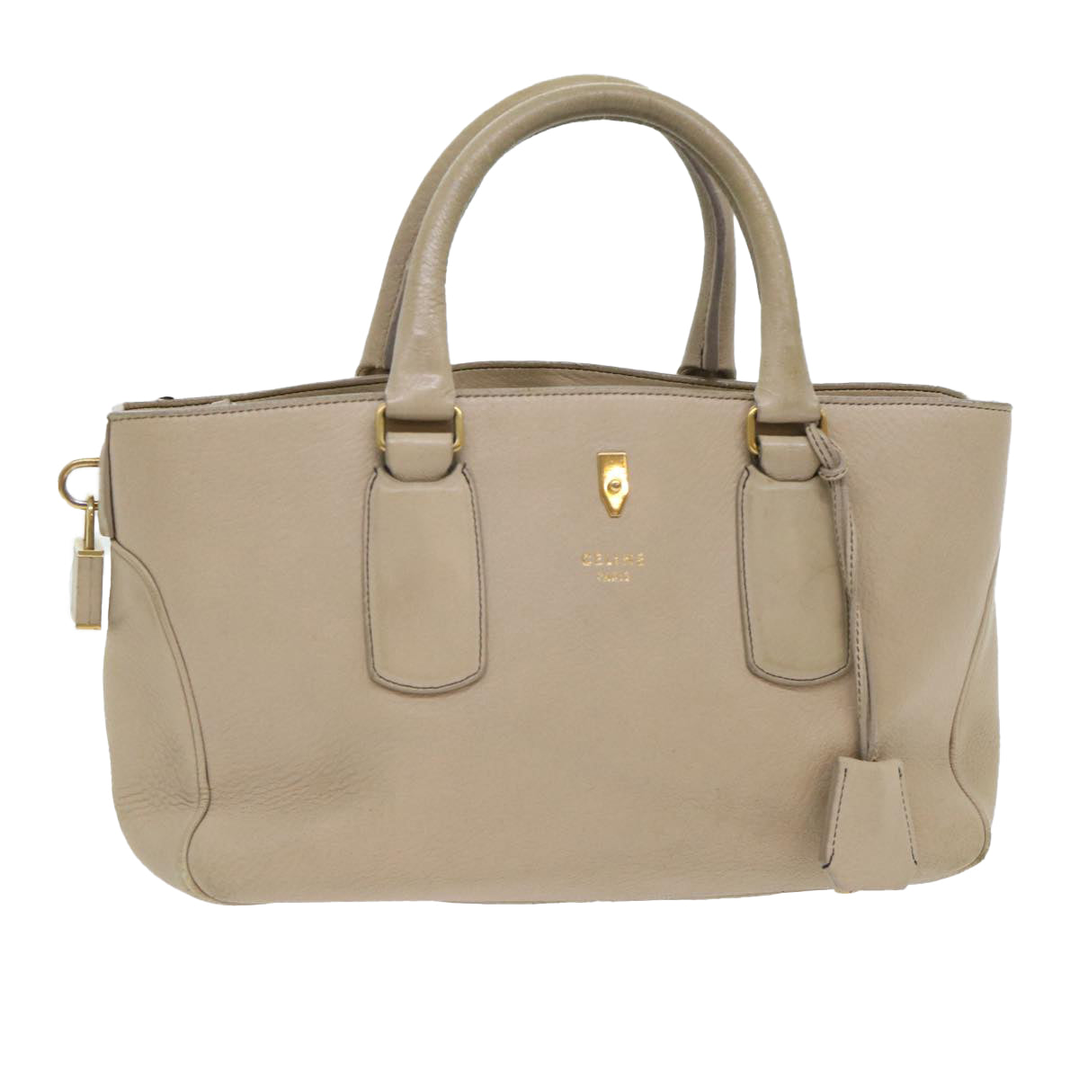 Luxury CELINE Hand Bag Leather Beige  8421