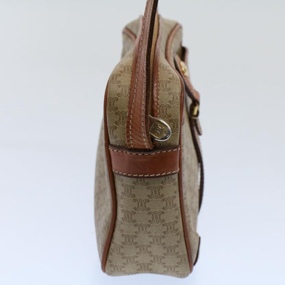 Luxury CELINE Macadam Canvas Shoulder Bag Leather Beige  8427
