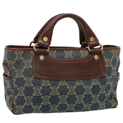 Luxury CELINE Paris Macadam Canvas Hand Bag Blue  8431