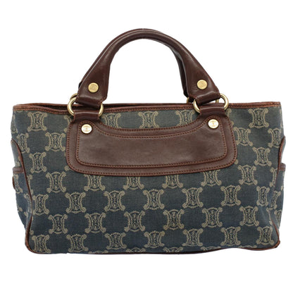 Luxury CELINE Paris Macadam Canvas Hand Bag Blue  8431