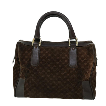 Luxury CELINE Macadam Canvas Boston Bag Leather Brown  8433