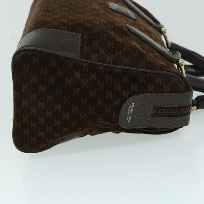 Luxury CELINE Macadam Canvas Boston Bag Leather Brown  8433